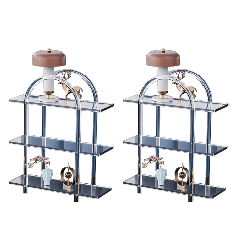 Contemporary Clear Acrylic Sofa Side Accent Table 4 Legs End Table with Storage Shelves