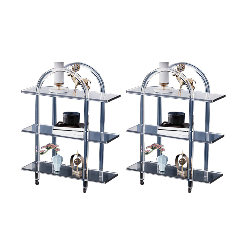 Contemporary Clear Acrylic Sofa Side Accent Table 4 Legs End Table with Storage Shelves