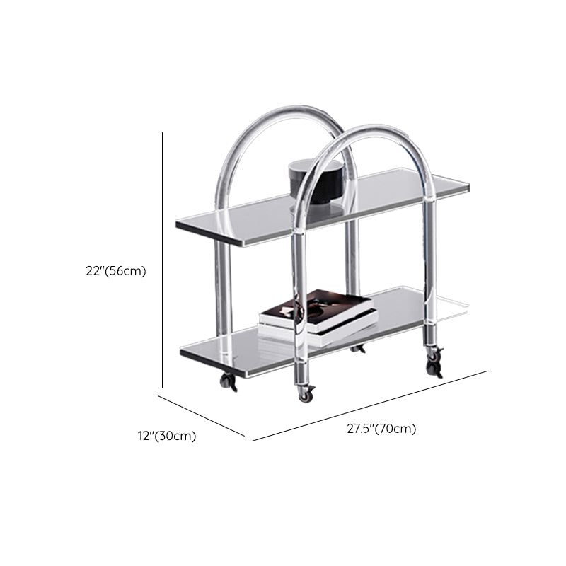 Contemporary Clear Acrylic Sofa Side Accent Table 4 Legs End Table with Storage Shelves