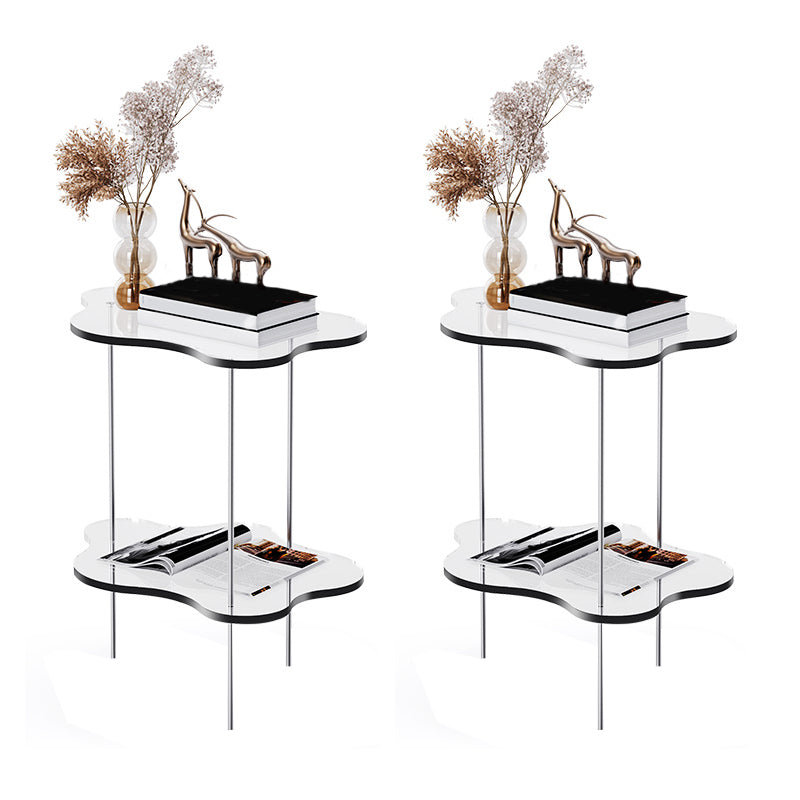 Acrylic Cloud Shaped End Table Set 18.5" Tall 2-Tier Sofa Side Accent Table