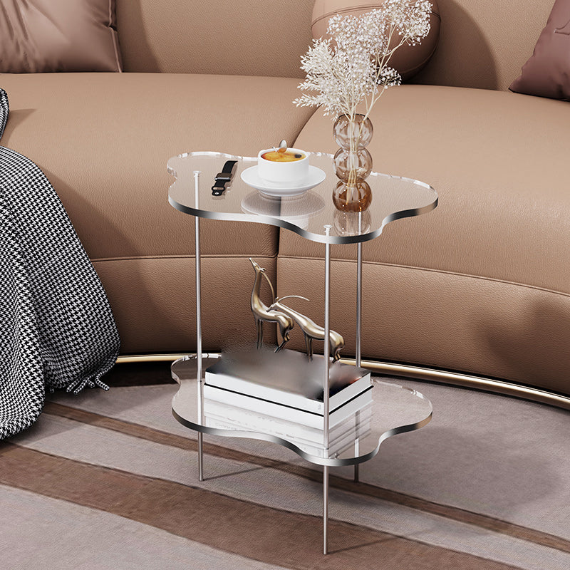 Acrylic Cloud Shaped End Table Set 18.5" Tall 2-Tier Sofa Side Accent Table