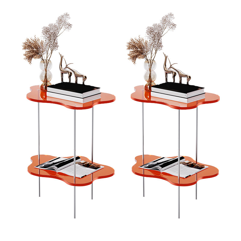 Acrylic Cloud Shaped End Table Set 18.5" Tall 2-Tier Sofa Side Accent Table