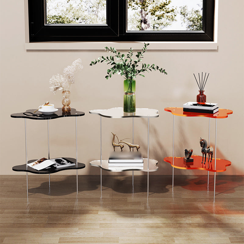 Acrylic Cloud Shaped End Table Set 18.5" Tall 2-Tier Sofa Side Accent Table