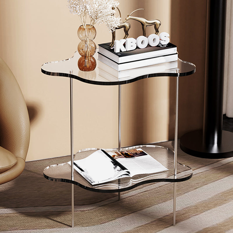 Acrylic Cloud Shaped End Table Set 18.5" Tall 2-Tier Sofa Side Accent Table