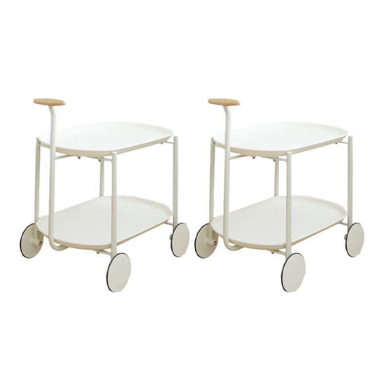 Elliptical Tray Top End Table 25.4" Tall 2-Tier Side Table with Casters