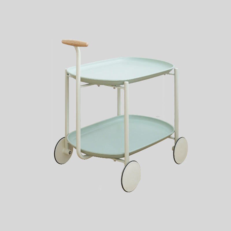 Elliptical Tray Top End Table 25.4" Tall 2-Tier Side Table with Casters