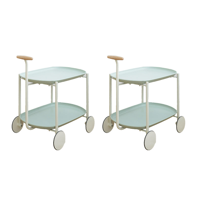 Elliptical Tray Top End Table 25.4" Tall 2-Tier Side Table with Casters
