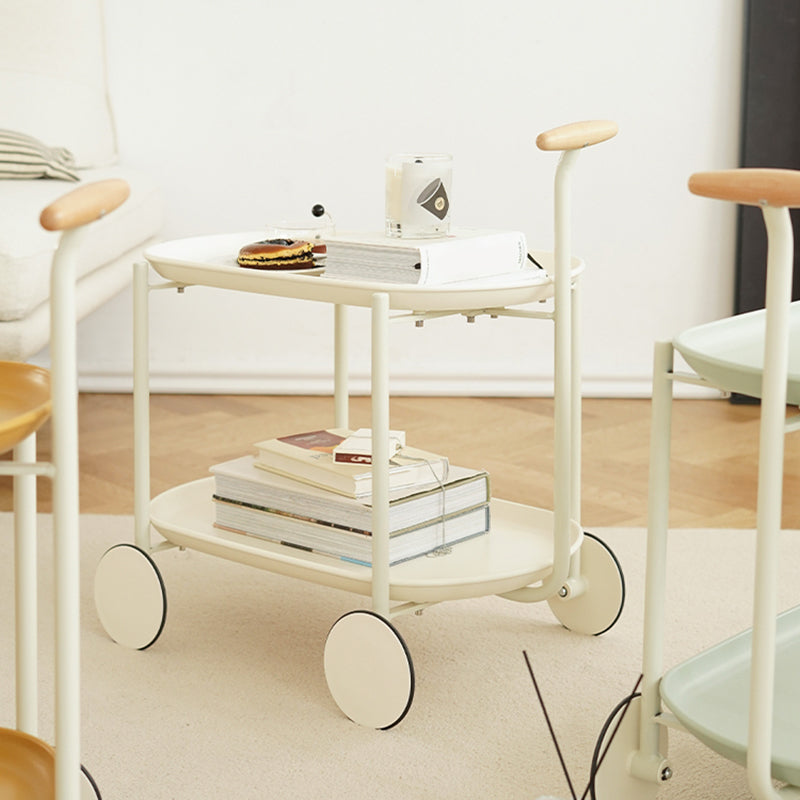 Elliptical Tray Top End Table 25.4" Tall 2-Tier Side Table with Casters
