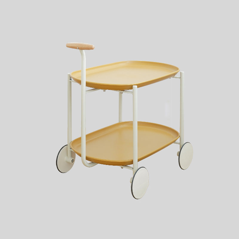 Elliptical Tray Top End Table 25.4" Tall 2-Tier Side Table with Casters