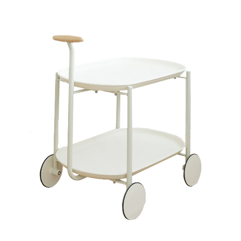 Elliptical Tray Top End Table 25.4" Tall 2-Tier Side Table with Casters