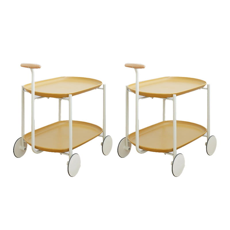 Elliptical Tray Top End Table 25.4" Tall 2-Tier Side Table with Casters
