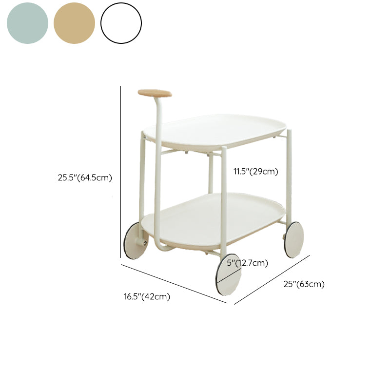 Elliptical Tray Top End Table 25.4" Tall 2-Tier Side Table with Casters