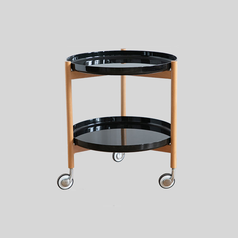 Dia 22.2" Round Side Table Modern Tray Top End Table with Casters