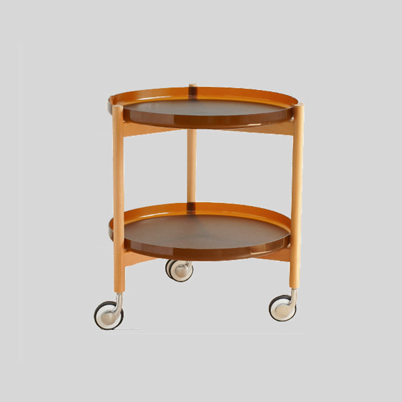 Dia 22.2" Round Side Table Modern Tray Top End Table with Casters