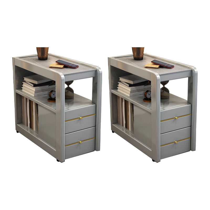 Living Room Side End Table Solid Wood with Storage Rectangular Corner Table