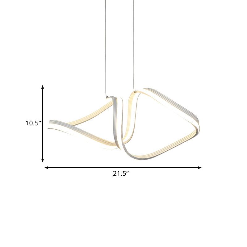 Acrylic Twisted Chandelier Light Fixture Minimalist LED White Hanging Ceiling Lamp in Warm/White Light
