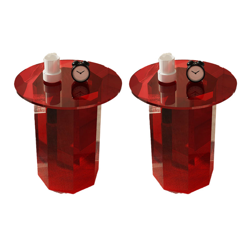 Glam Accent Side Table Living Room Plastic Pedestal Round Corner Table