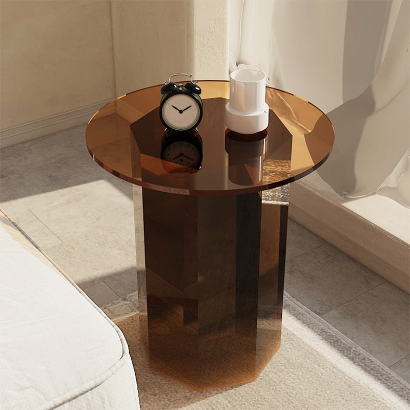 Glam Accent Side Table Living Room Plastic Pedestal Round Corner Table