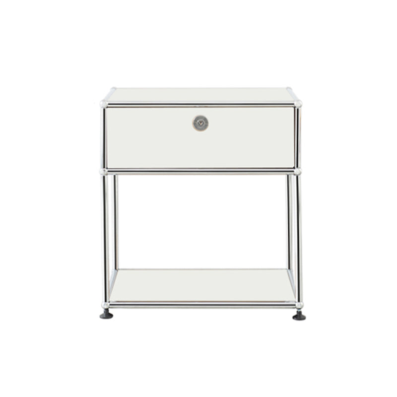 Modernistic End Slide Table Metal with Storage 4 Legs Living Room Corner Table