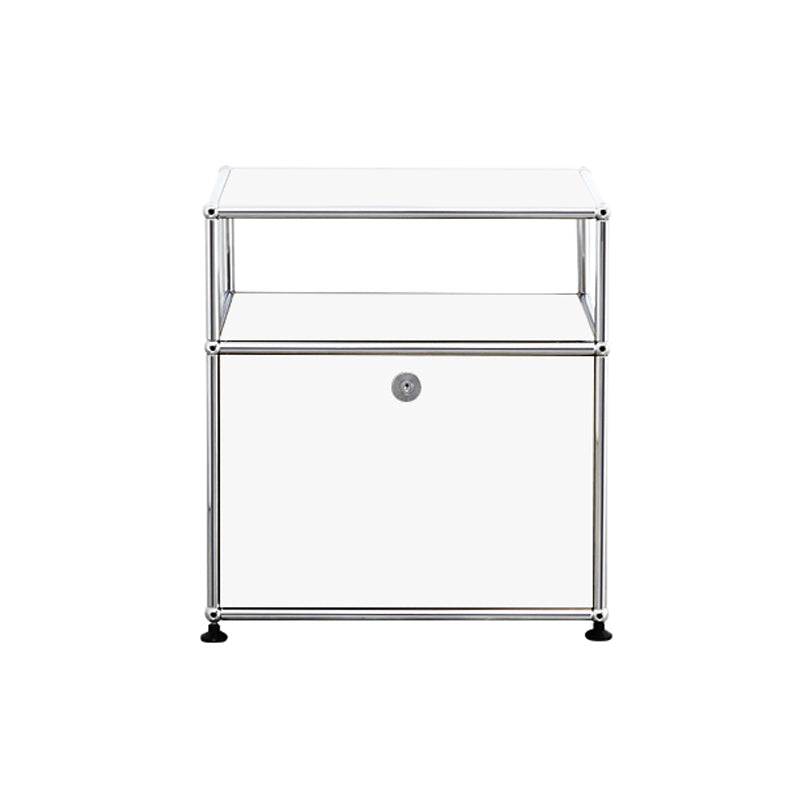 Modernistic End Slide Table Metal with Storage 4 Legs Living Room Corner Table