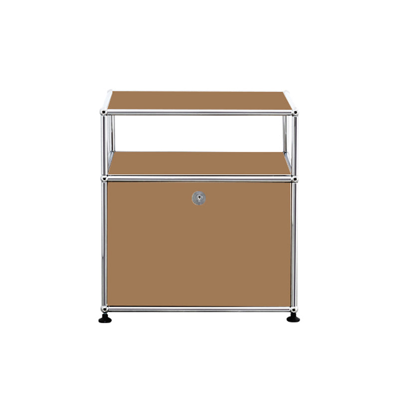 Modernistic End Slide Table Metal with Storage 4 Legs Living Room Corner Table