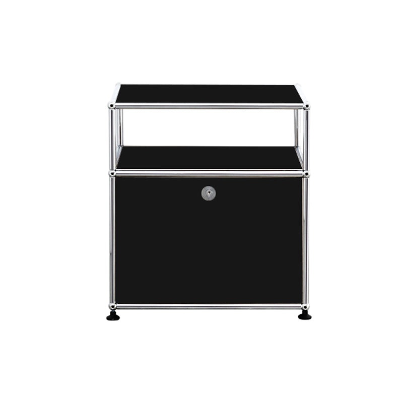Modernistic End Slide Table Metal with Storage 4 Legs Living Room Corner Table