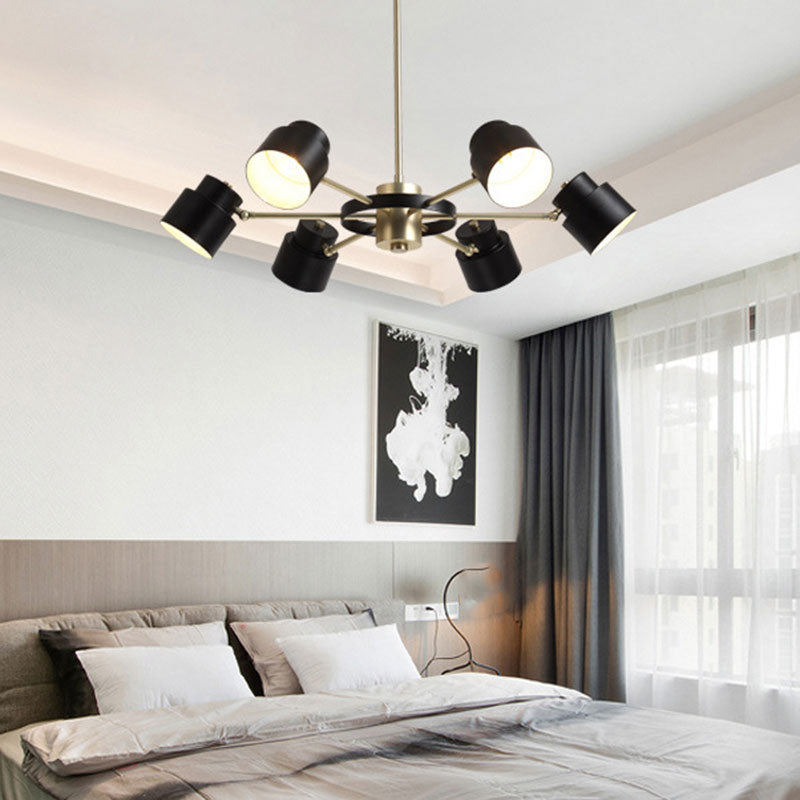 Trommelmetallic Deckenkraut Modernismus 6 Lichter Schwarz/Weiß -Gold -Radialanhänger Licht Kit