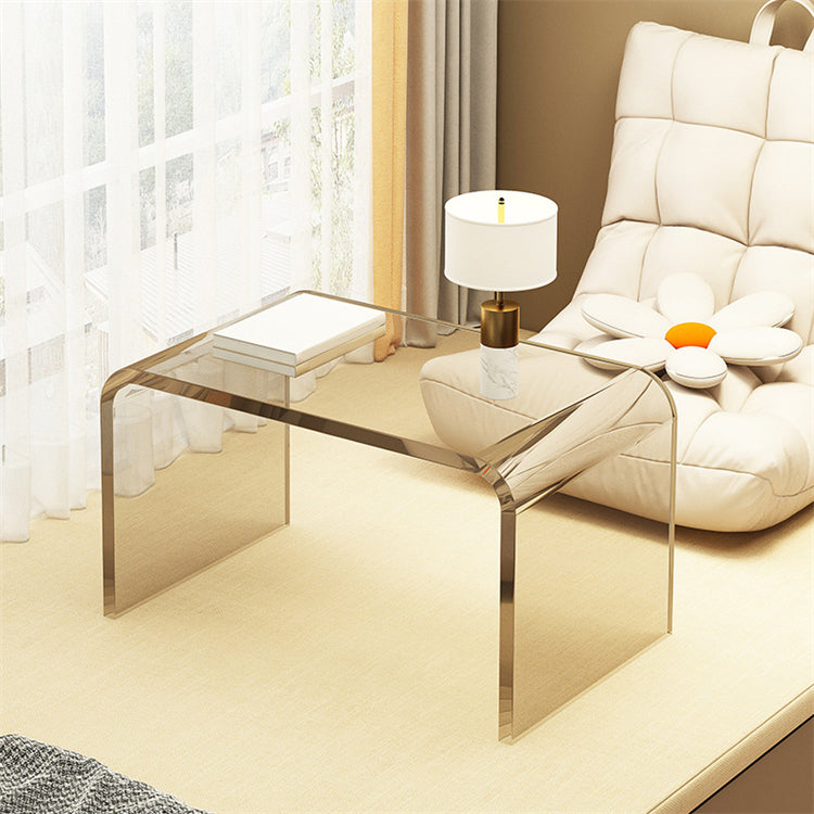 Modernistic Corner Table Plastic Rectangular Sled Living Room Accent Side Table