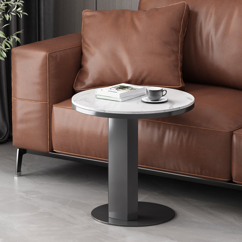 Rustic Sofa Side Accent Table Metal Pedestal Round Living Room Corner Table