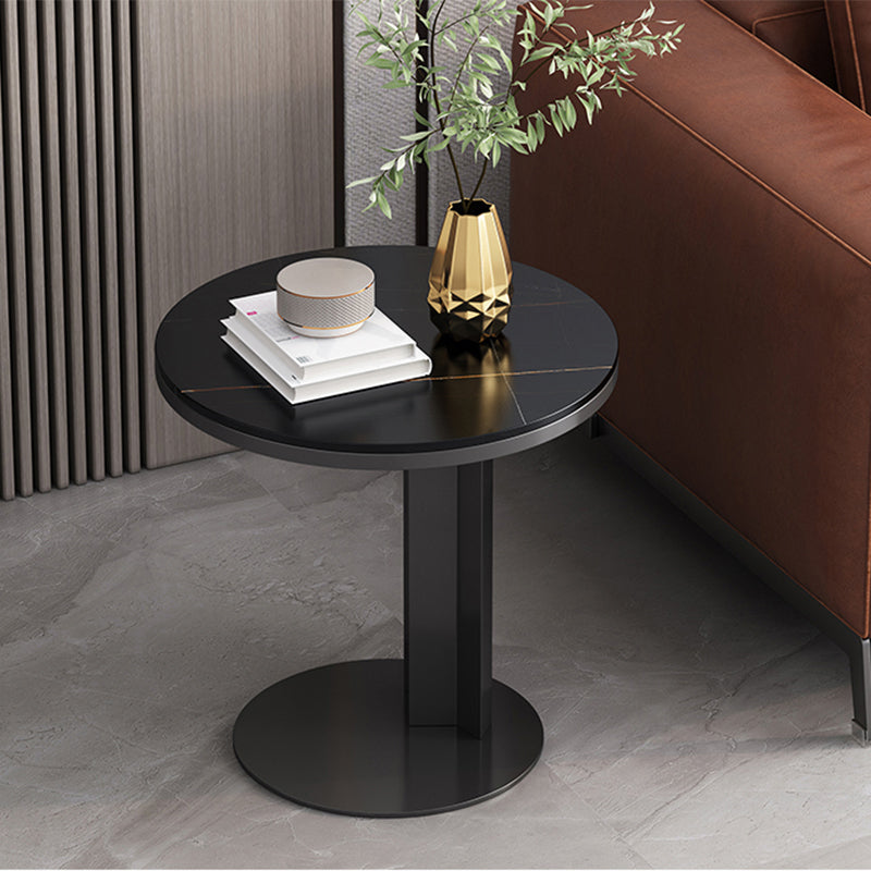 Rustic Sofa Side Accent Table Metal Pedestal Round Living Room Corner Table