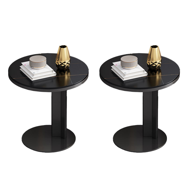 Rustic Sofa Side Accent Table Metal Pedestal Round Living Room Corner Table