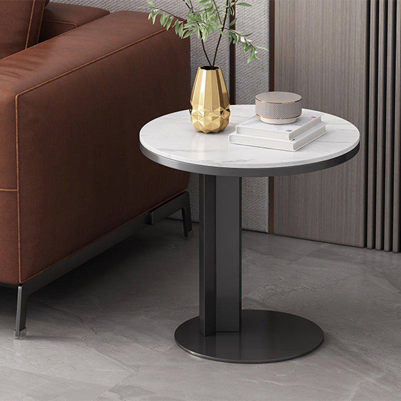 Rustic Sofa Side Accent Table Metal Pedestal Round Living Room Corner Table