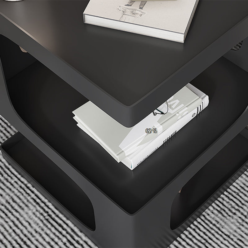 Contemporary Sofa Side Accent Table Metal Square with Storage Block Living Room