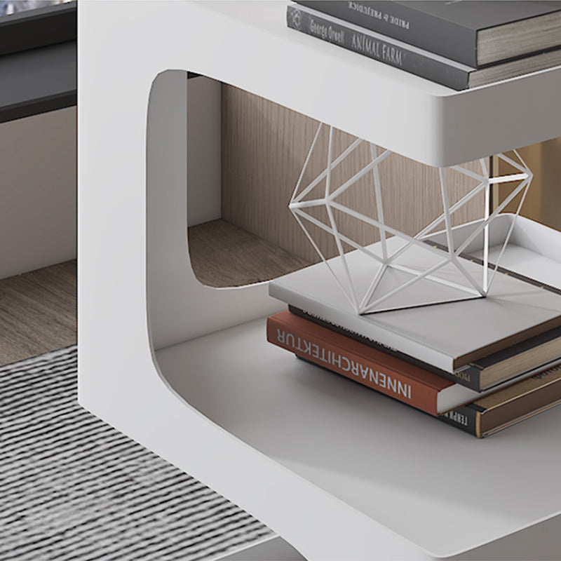 Contemporary Sofa Side Accent Table Metal Square with Storage Block Living Room