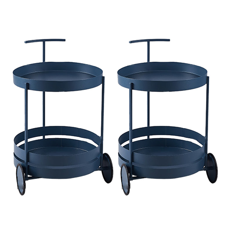 Wheels Accent Side Table with Tray Top in Metal Modern Accent Side Table
