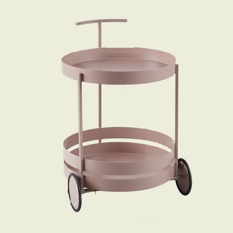 Wheels Accent Side Table with Tray Top in Metal Modern Accent Side Table