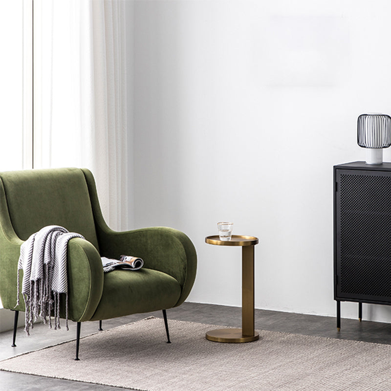 Rustic Accent Side Table Metal Pedestal Round Living Room Corner Table