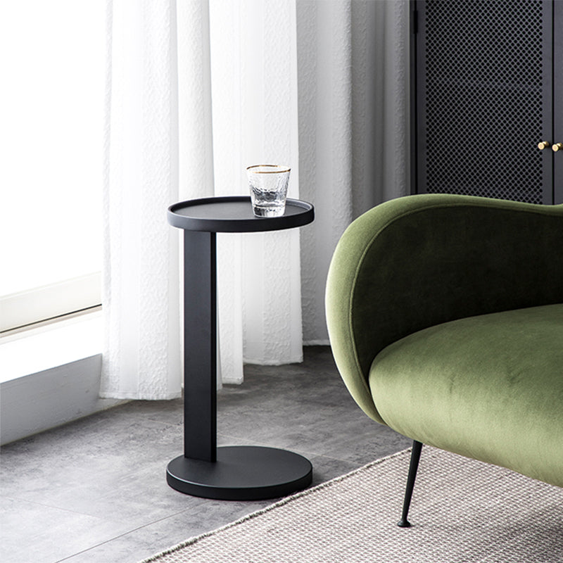 Rustic Accent Side Table Metal Pedestal Round Living Room Corner Table