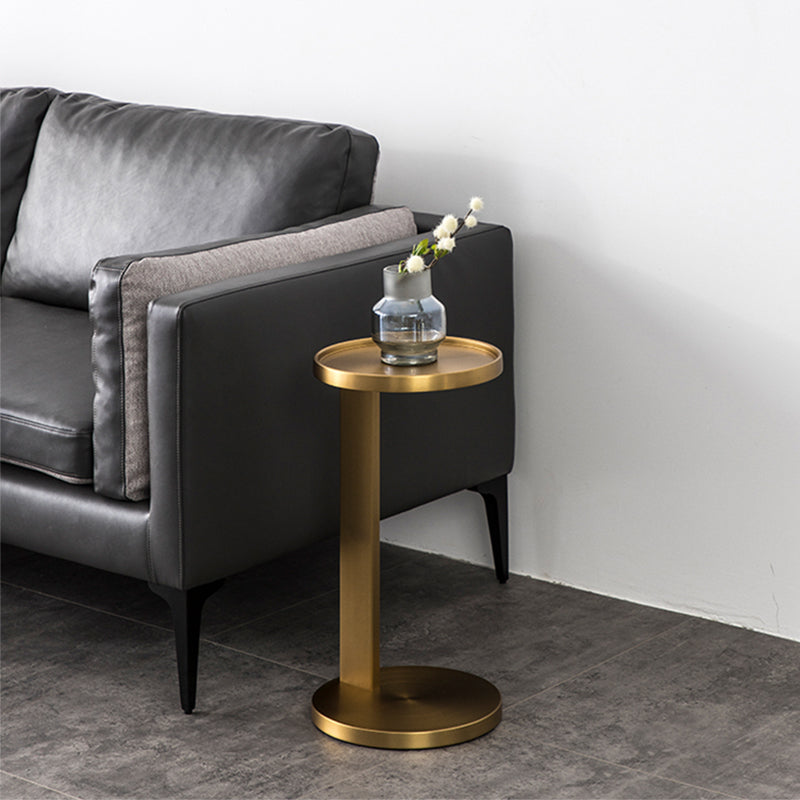 Rustic Accent Side Table Metal Pedestal Round Living Room Corner Table