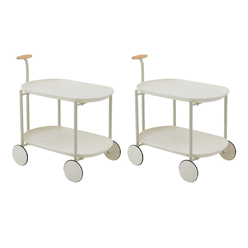 Tray Top Corner Table with Storage and Wheels Accent Side Table