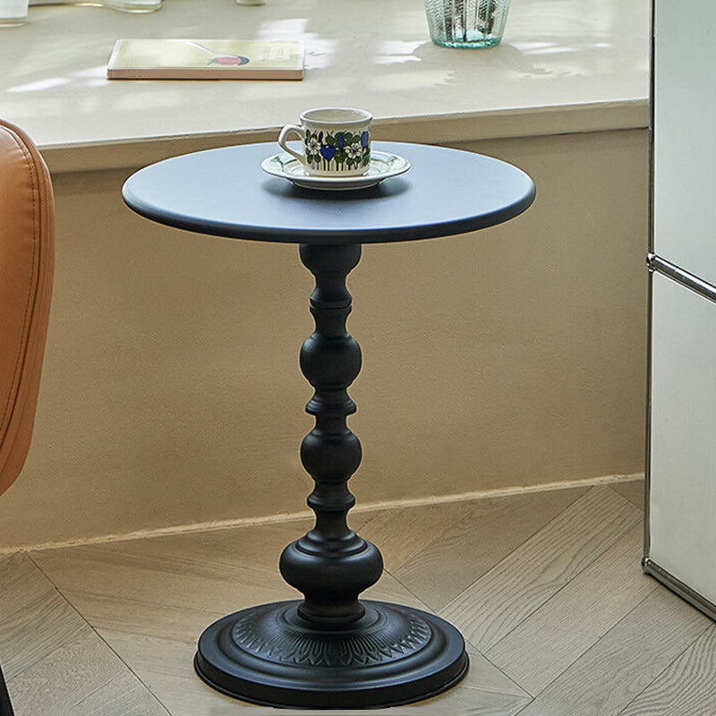 Round Top Pedestal Side Table Contemporary Metal Side End Table
