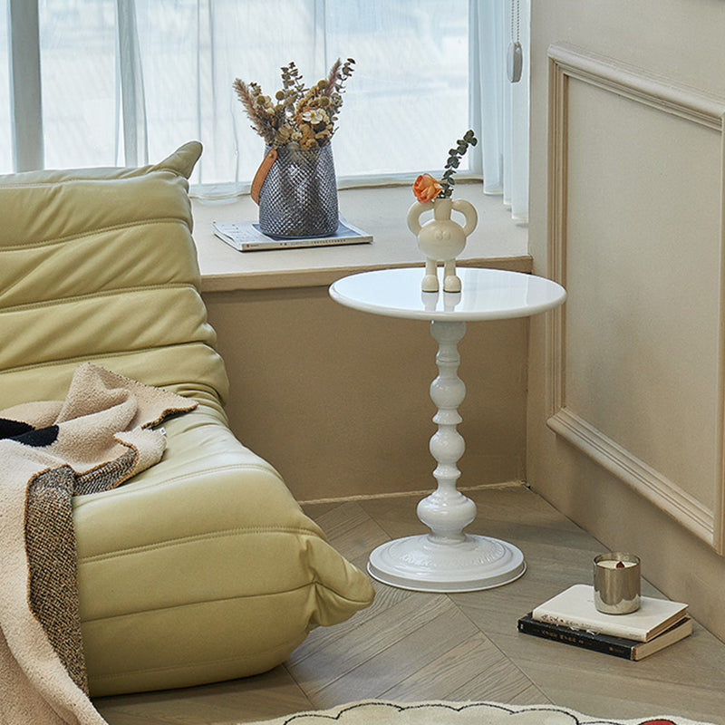 Round Top Pedestal Side Table Contemporary Metal Side End Table