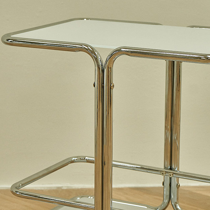 Contemporary Corner Table Double Tier Accent Side Table with Shelf