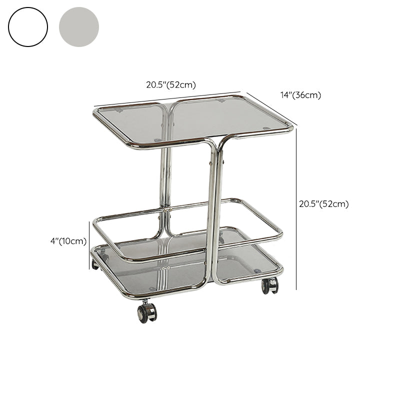 Contemporary Corner Table Double Tier Accent Side Table with Shelf