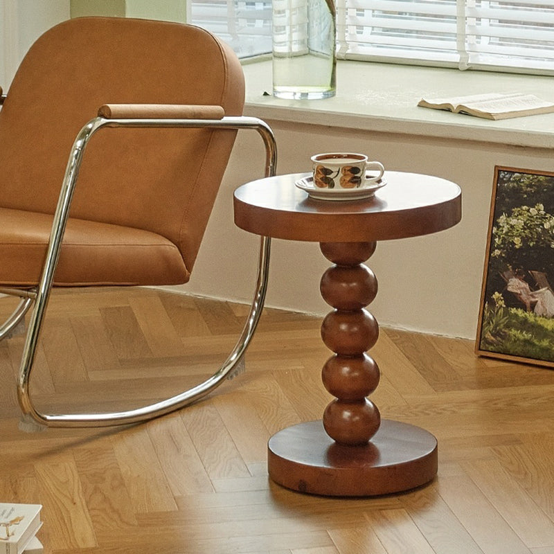 Pedestal End Table in Wood Round Top Living Room Corner Table