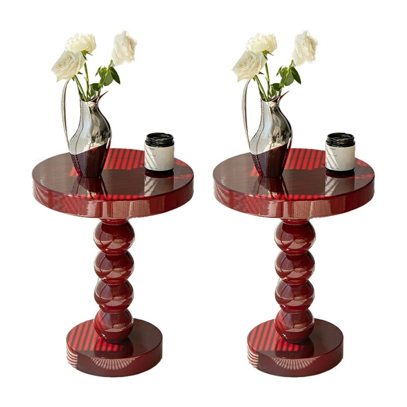 Pedestal End Table in Wood Round Top Living Room Corner Table