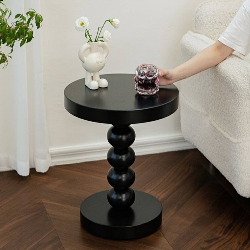 Pedestal End Table in Wood Round Top Living Room Corner Table