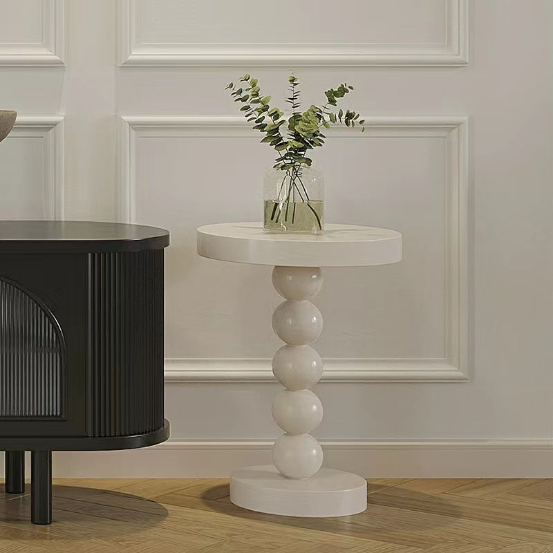 Pedestal End Table in Wood Round Top Living Room Corner Table