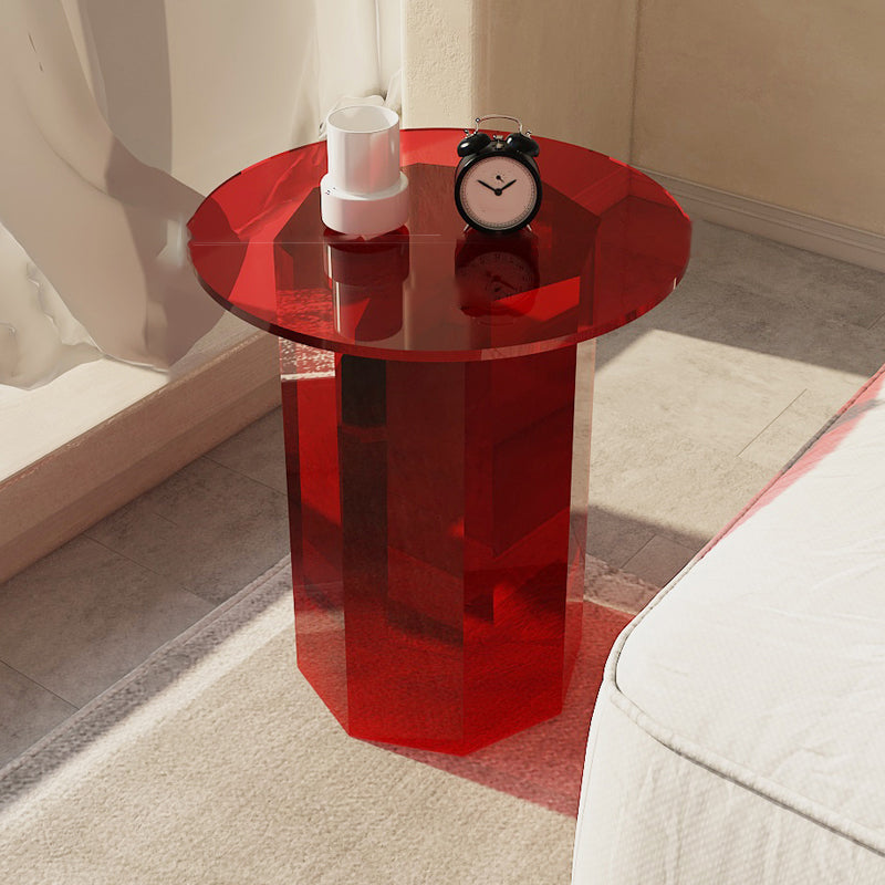 Contemporary Accent Side Table Pedestal Acrylic Round Living Room End Table