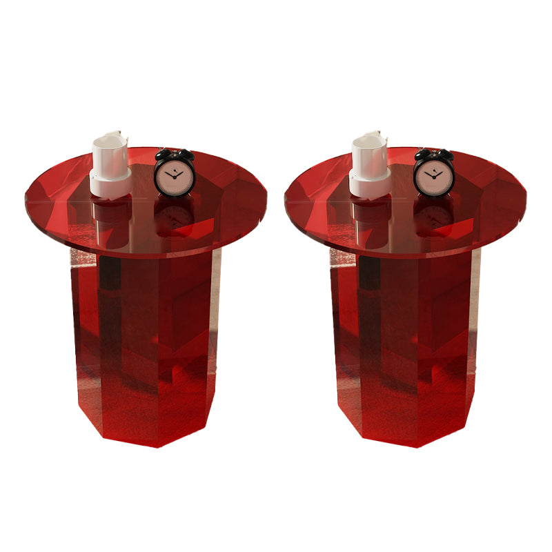 Contemporary Accent Side Table Pedestal Acrylic Round Living Room End Table